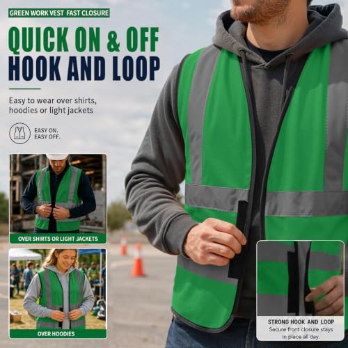 Custom Text 4XL 5XL Green Hi Vis Safety Vest