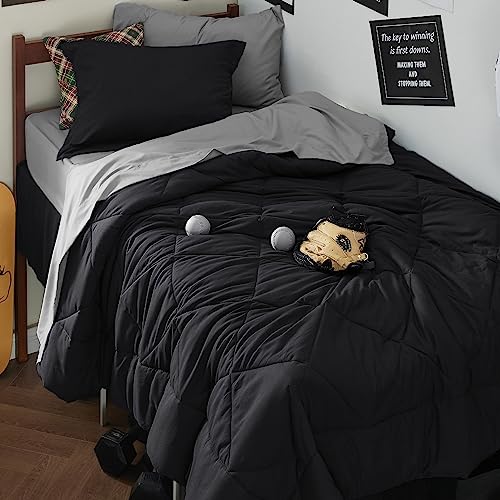 Twin XL Bed in a Bag Reversible 5 Pieces Black