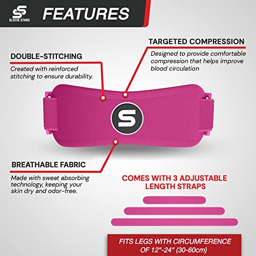 Sleeve Stars Swedish Brand Patellar Tendon Support Strap for Women & Men Effective Osgood Schlatter Knee Brace Youth & Kids Knee Brace with 3 Adjustable Length fits 12" (2 Count)