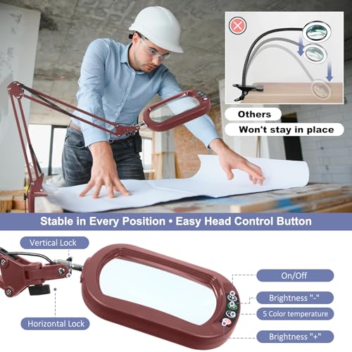 14.35" Large Magnifying Glass with Light and Clamp