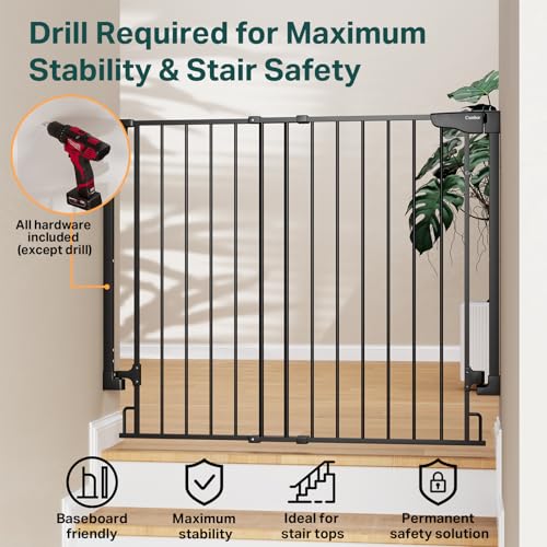 34" Extra Tall No Bottom Bar Baby Gate for Stairs