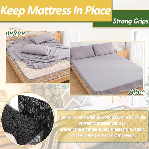 11cm(4.3") X 6M(19.7FT) Non Slip Couch Cushion Grips Holders Mattress Pads Strips Keep Mattress Bed Sheet Sofa Couch Cushion from Sliding Self Adhesive Hook and Loop Tape for Mattress Furniture (2 Count)