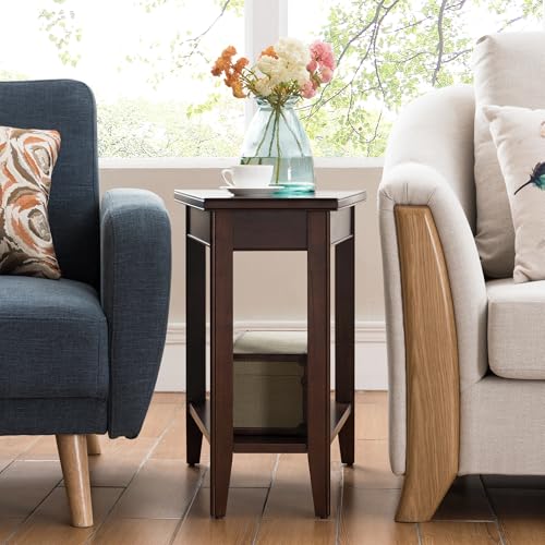 Laurent Solid Wood Recliner Wedge End Side Table with Shelf