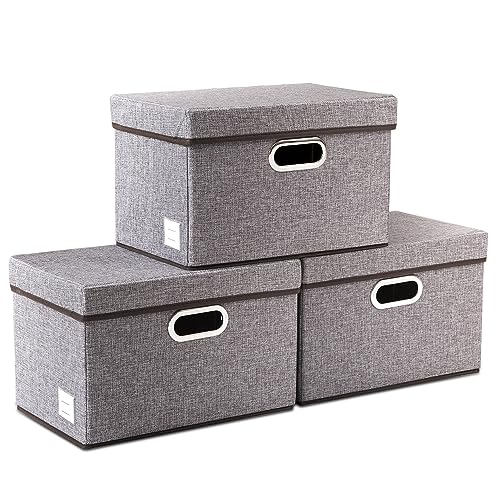 Foldable Storage Boxes with Lids [3 (3 Count)