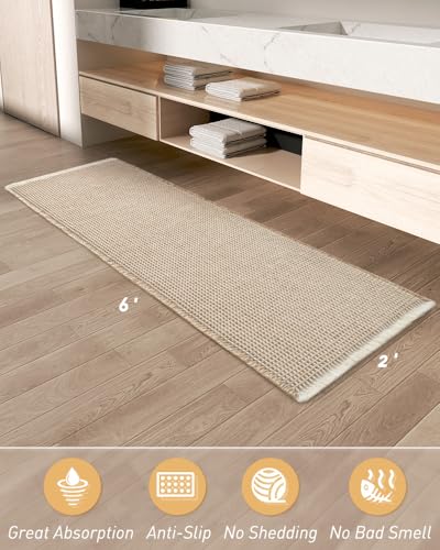 Upgraded Waffle Bath Mat Runner Absorbent Non Slip Bathroom Mat (12 Sq Ft)