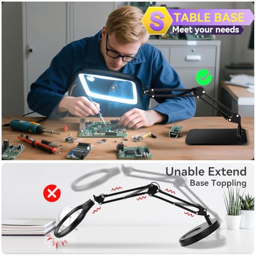 10X 30X Extra Large Magnifying Glass with Light and Stand 7
