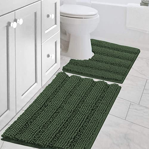 Bathroom Rugs Bath Rug Set 2 Piece Bathroom Contour Rug Toilet Mat Sets Non Slip Contour Bath Rug Ultra Thick Water Absorbent Striped Bath Mats