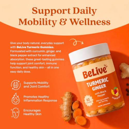 Turmeric and Ginger Gummies for Joint and Mobility Support (60 Count)