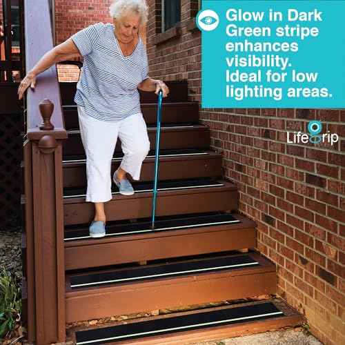 LifeGrip Anti Slip Traction Tape with Glow in the Dark Green Stripe