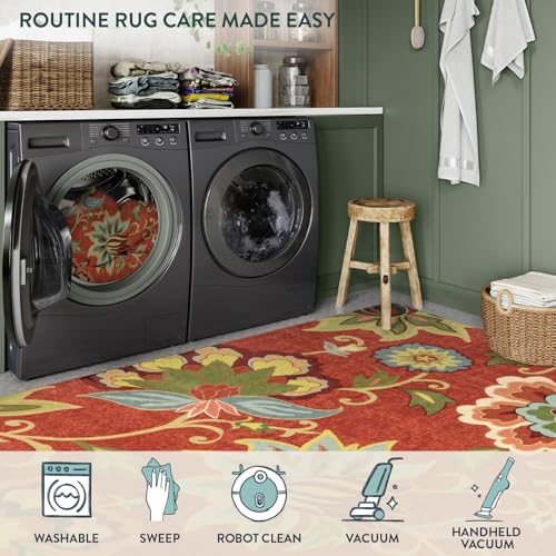 Floral Red Christmas Runner Rug 2x5 (10 Sq Ft)