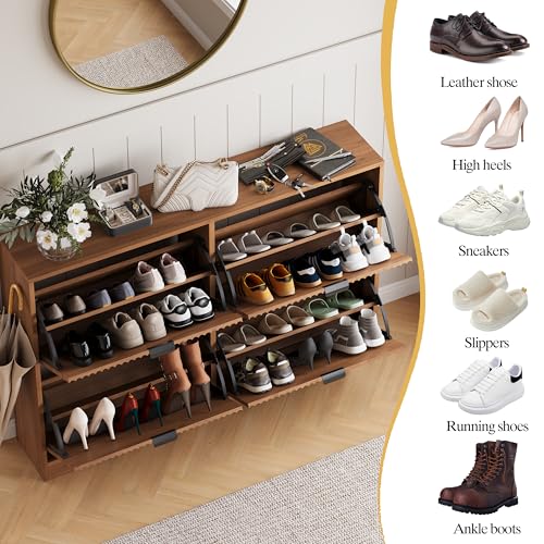 Shoe Cabinet Storage for Entryway with 4 Flip Drawers