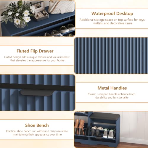 Shoe Cabinet Storage for Entryway with Flip Drawer & Bench