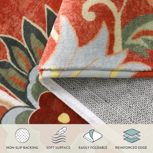 Floral Red Christmas Runner Rug 2x5 (10 Sq Ft)