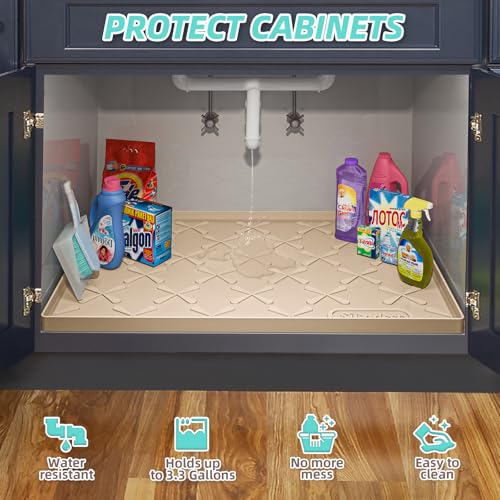 Waterproof Under Sink Mat Silicone 28" x 22" Kitchen Cabinet liner (616 sq inch)