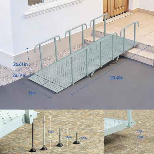 10'L x 36" W Portable Wheelchair Ramp with Handrails