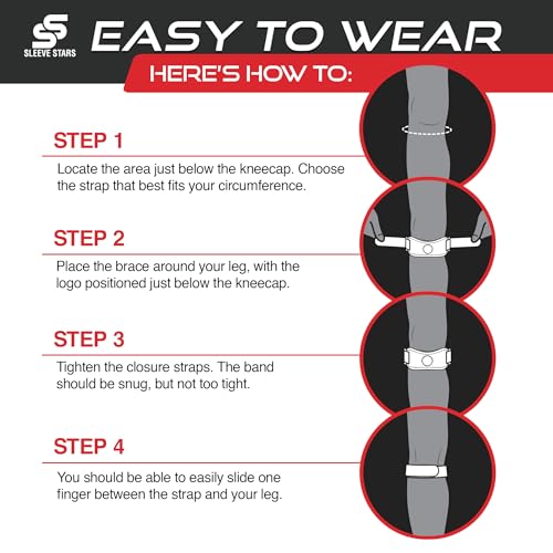Patellar Tendon Support Strap Swedish Brand for Women & Men Effective Osgood Schlatter Knee Brace Youth & Kids with 3 Adjustable Length fits 12" (2 Count)