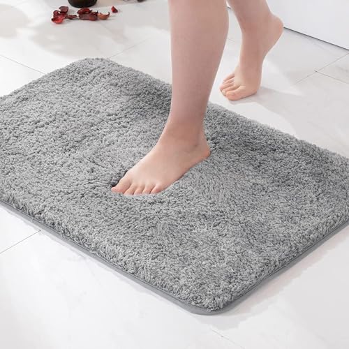 Grey Large Bathroom Rugs Soft Microfiber Bath Mat 24x36 Inch - Bel Marant