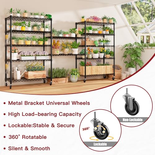 6 Tier 36" W X 18" D X 78" H Wire Shelving with Wheels 1500lbs (4 Count)