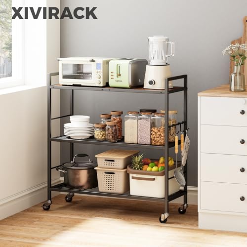 3 Tier Metal Storage Rack with Industrial Wheels