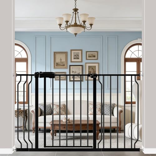 43.3 52.75" Extra Wide Baby Gate Pressure Mounted 30" Tall Black