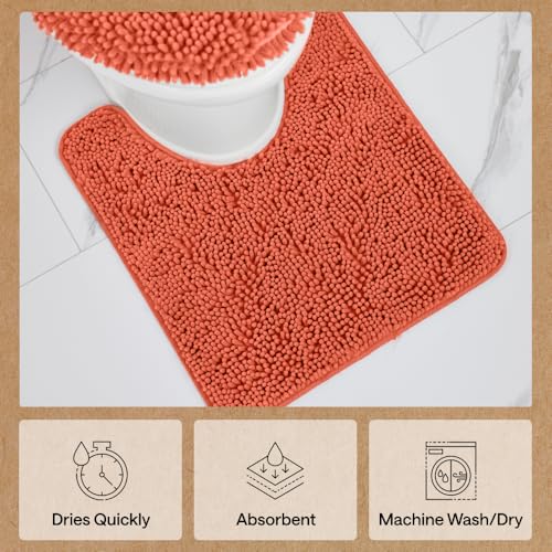 Chenille Bath Rug Mat for Square Toilet Base