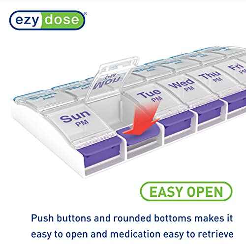 Weekly (7-Day) AM/PM Pill Organizer, X-Large Case, Blue/Purple