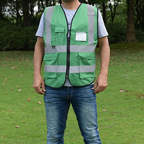 High Visibility Reflective Safety Vest with Multi Pockets 10 Pack Bulk