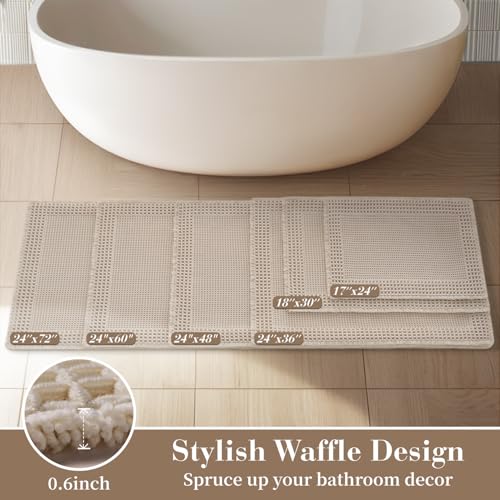 Waffle Bath Mat for Bathroom Non Slip Bathroom Rugs 24x36 Pale Beige (6 Sq Ft) - Bel Marant