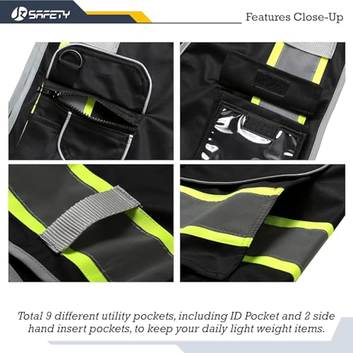 Safety Vest for Men Women Reflective Hi Vis JK901 Black S