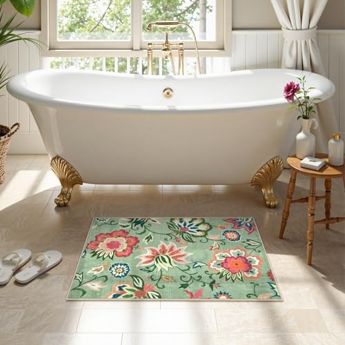 Floral 2x3 Washable Rug Non Slip (6 Sq Ft)