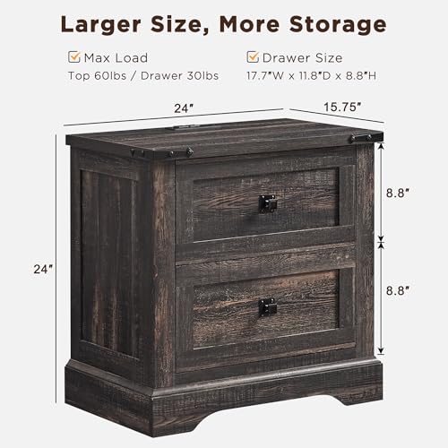 24" Farmhouse Nightstand Set of 2 (2 Count)