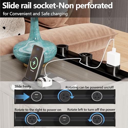 Night Stand with Slidable Charging Station