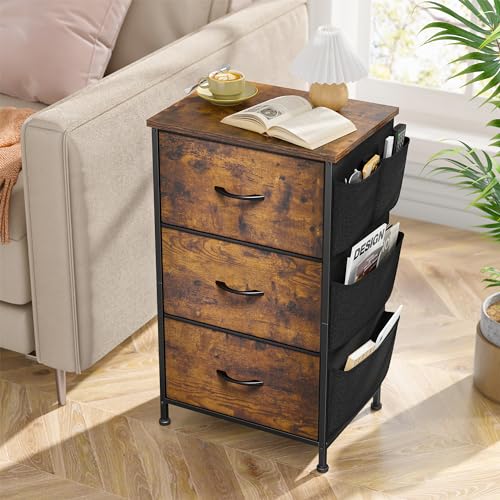 Night Stand Set of 2 with 3 Drawers for Bedroom (2 Count)