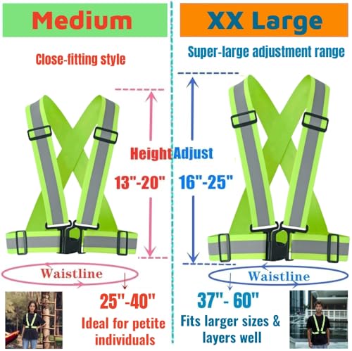 8pc Heavy Duty 2'' Hi Vis Safety Straps Reflective Running Vest XXL