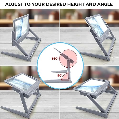 Patented 5X Large LED Page Magnifier with Detachable Stand