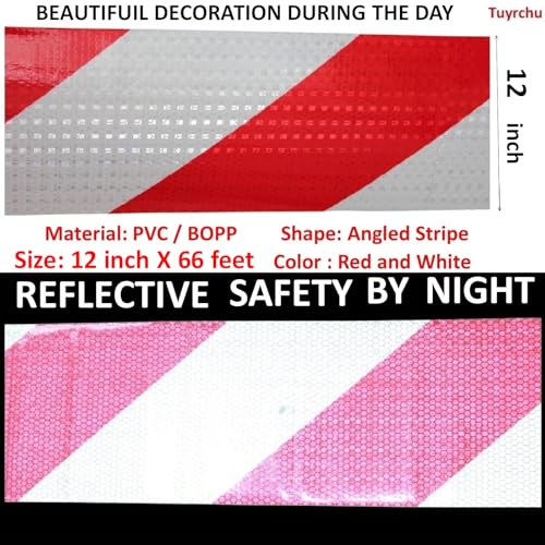 Red and White Reflective Tape Outdoor Waterproof 12 inch