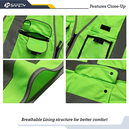 Safety Vest for Men Women Reflective Hi Vis JK150 Green 5XL