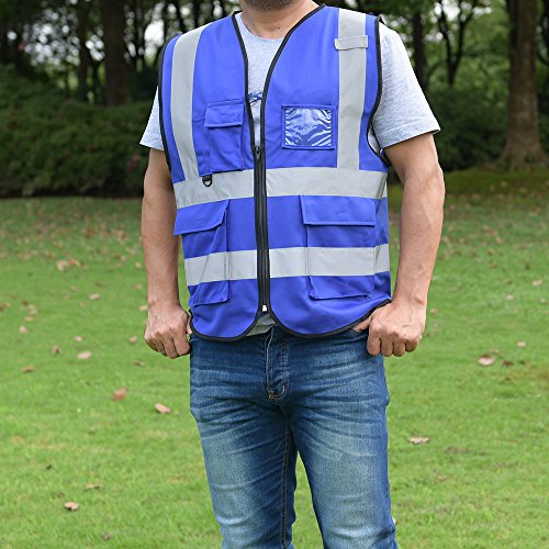High Visibility Reflective Safety Vest with Multi Pockets 10 Pack Bulk