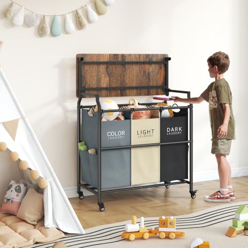 3 Section Laundry Sorter with Iorning Board
