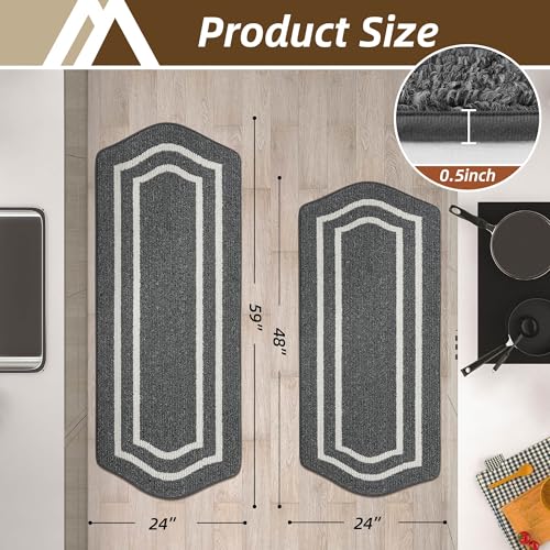 Long Kitchen Floor Mats and Rugs 2PCS Nonslip Washable
