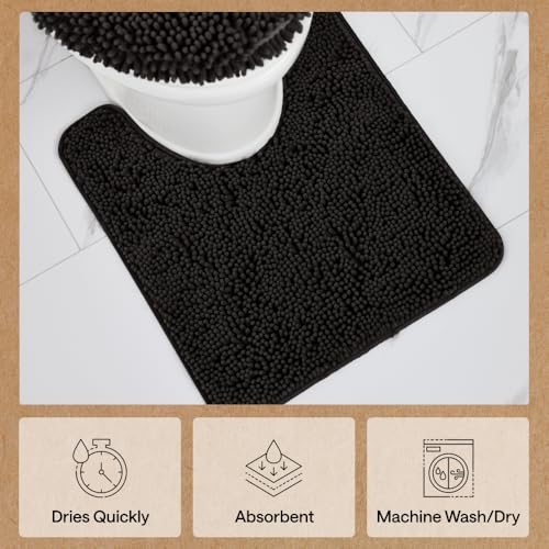 Chenille Bath Rug Mat for Square Toilet Base
