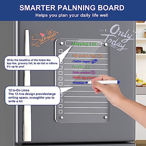 2 Pcs Acrylic Magnetic Dry Erase Board for Fridge