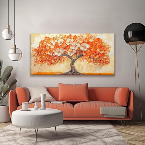 Canvas Art Wall Decor Orange Tree Abstract Wall Art For Living Room Picture Modern Landscape Abstract Art Painting Home Wall Decor 24" X 48" Bedroom Office Artwork