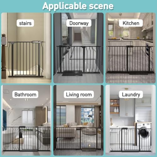 57.48 62.20" Extra Wide Baby Gate Pressure Mounted 30" Tall Black