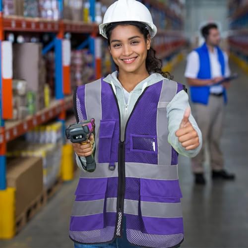 6XL 7XL 8XL Purple High Visibility Vest with Reflective Strips
