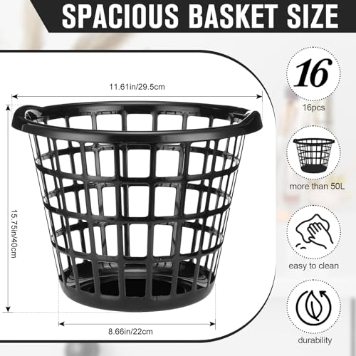Plastic Round Laundry Baskets with Easy Carry Handles (24 Count)