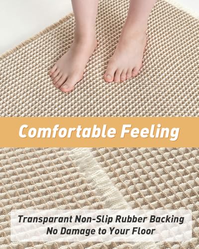 Upgraded Waffle Bath Mat Runner Absorbent Non Slip Bathroom Mat (12 Sq Ft)