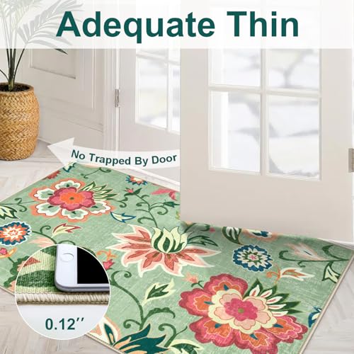 Floral 2x3 Washable Rug Non Slip (6 Sq Ft)