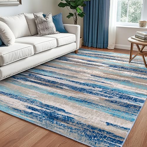 Washable Abstract 5x7 Area Rug for Living Room Non Slip Bedroom Rug