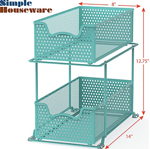 2 Tier Sliding Cabinet Basket Organizer Drawer